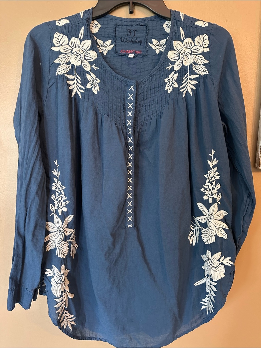 💙 Johnny Was 3J‎ Workshop Embroidered Cotton Tunic Blouse – Size Small